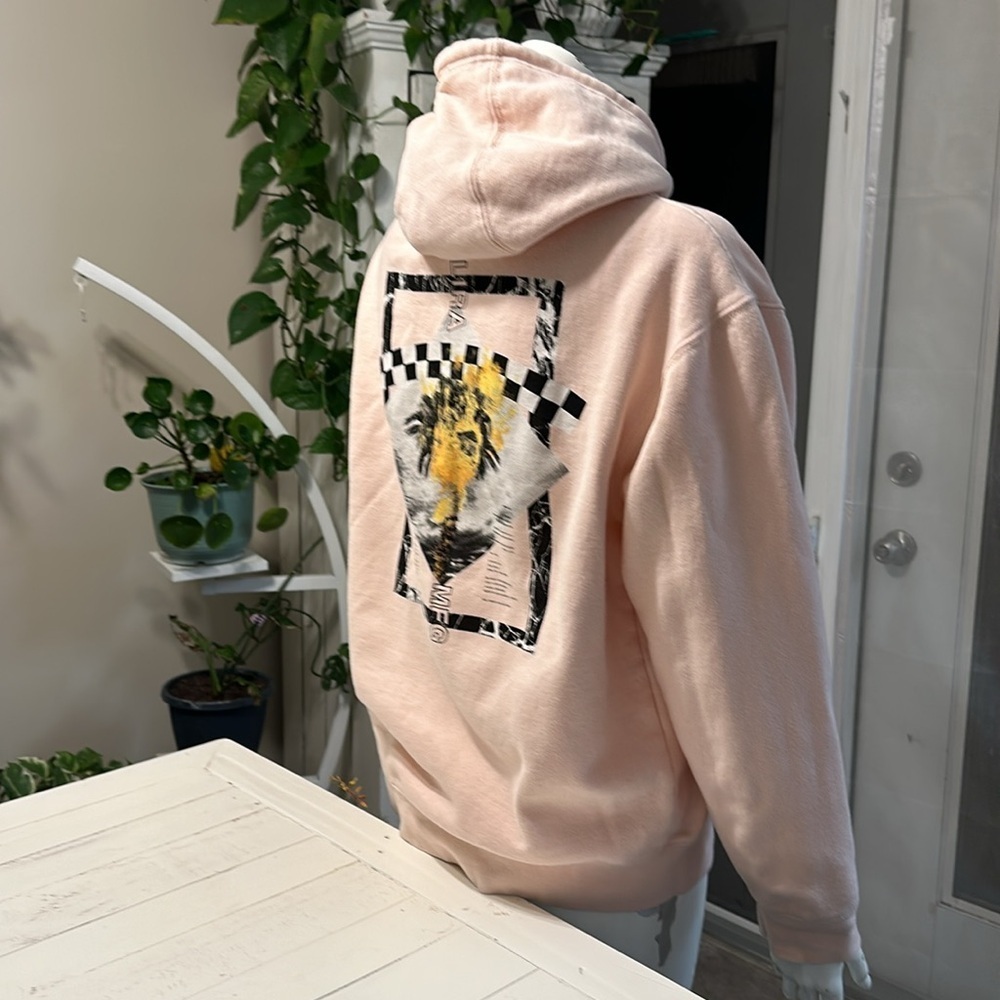 LIRA size, large pink, graphic pullover hoodie with graphic on back